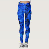 Elegant blauw roos blauw bloemblauw leggings (Voorkant)