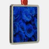 Elegant blauw roos blauw bloemblauw metalen ornament (Rechts)