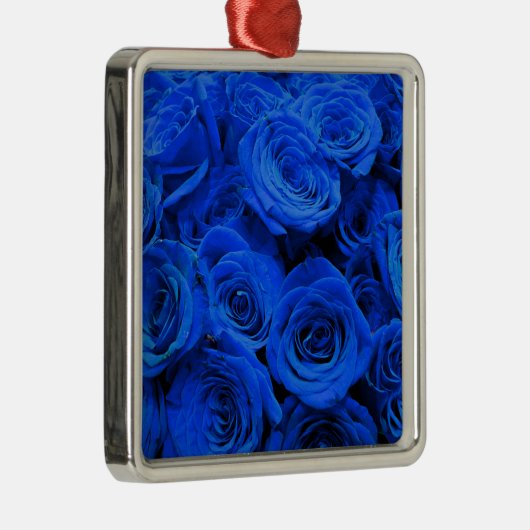 Elegant blauw roos blauw bloemblauw metalen ornament (Rechts)