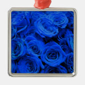 Elegant blauw roos blauw bloemblauw metalen ornament (Voorkant)