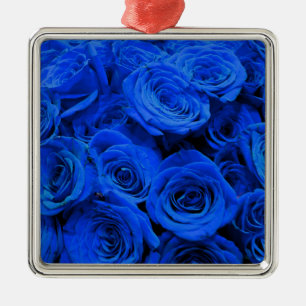 Elegant blauw roos blauw bloemblauw metalen ornament