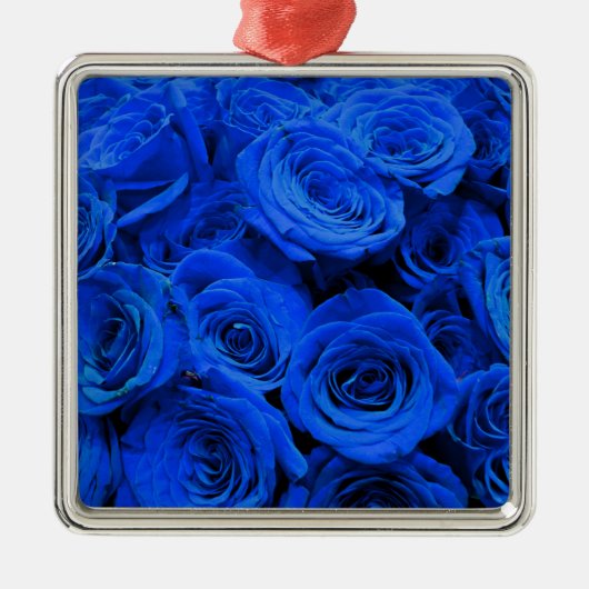 Elegant blauw roos blauw bloemblauw metalen ornament (Voorkant)