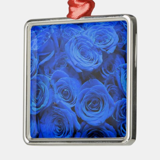 Elegant blauw roos blauw bloemblauw metalen ornament (Links)