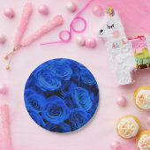 Elegant blauw roos blauw bloemblauw papieren bordje (Feest)