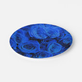 Elegant blauw roos blauw bloemblauw papieren bordje (Gekanteld)