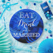 Elegant blauw roos blauw bloemblauw papieren bordje (Feest)