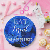 Elegant blauw roos blauw bloemblauw papieren bordje (Feest)