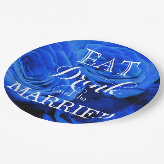 Elegant blauw roos blauw bloemblauw papieren bordje (Gekanteld)