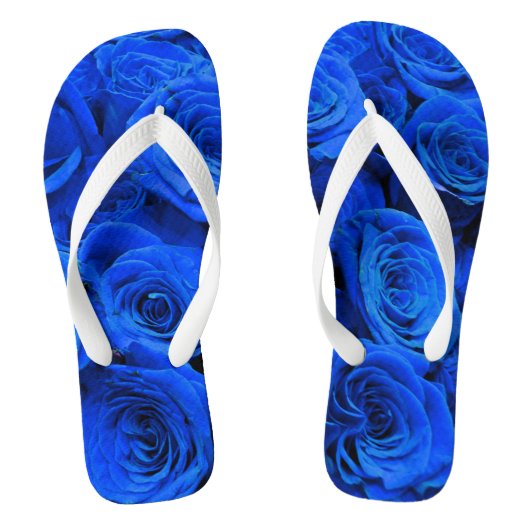Elegant blauw roos blauw bloemblauw teenslippers (Voetbed)