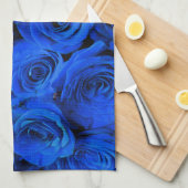 Elegant blauw roos blauw bloemblauw theedoek (Quarter Fold)