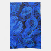 Elegant blauw roos blauw bloemblauw theedoek (Verticaal)