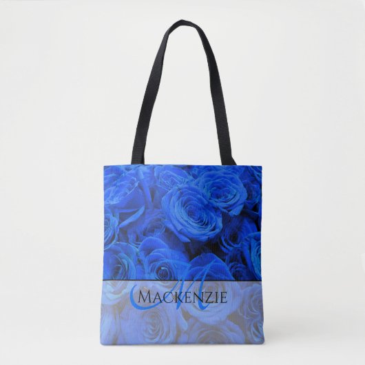 Elegant blauw roos blauw bloemblauw tote bag (Voorkant)