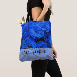 Elegant blauw roos blauw bloemblauw tote bag