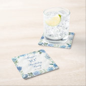 Elegant Blauw Roos Bloemen Lijst 30ste Verjaardags Kartonnen Onderzetters (Insitu)