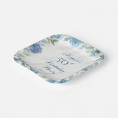 Elegant Blauw Roos Bloemen Lijst 50ste Verjaardags Papieren Bordje (Gebogen)