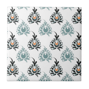 Elegant Blauw Roos Bloemmotief Tegeltje