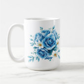 Elegant blauw Roos bloemwerk Koffiemok (Links)