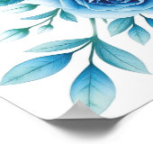 Elegant blauw Roos bloemwerk Poster (Hoek)