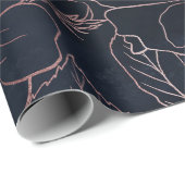 Elegant Blauw Roos Gouden Rozen Bloemen Cadeaupapier (Rol Hoek)