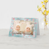 Elegant blauw roos gouden sneeuwvlokken, aangepast kaart (Gele Bloem)