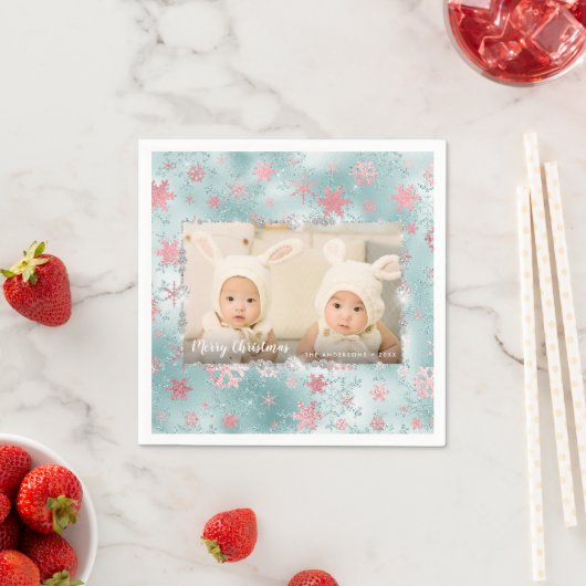 Elegant blauw roos gouden sneeuwvlokken, aangepast servet (Insitu)