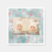 Elegant blauw roos gouden sneeuwvlokken, aangepast servet (Voorkant)