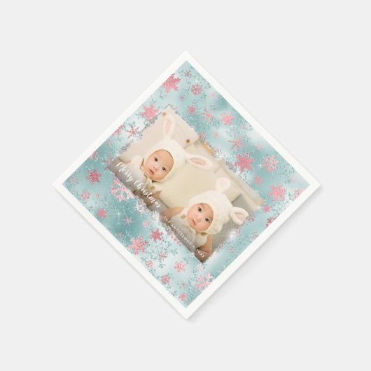 Elegant blauw roos gouden sneeuwvlokken, aangepast servet (Hoek)