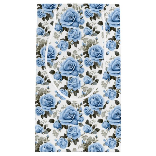 Elegant blauw roos patroon klein cadeauzakje (Voorkant)