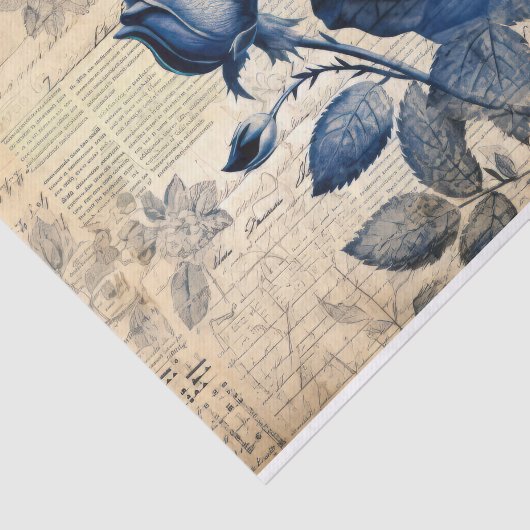  Elegant Blauw Roos Tissuepapier (Detail)