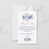 Elegant Blauw Roze Bloem Dank u Geslacht Modern Notitiekaartje (Voorkant)