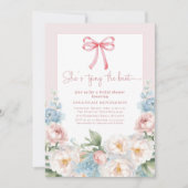 Elegant Blauw Roze Bloemen Bow Vrijgezellenfeest B Kaart (Voorkant)