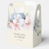 Elegant Blauw Roze Bloemen Bruiloft Bedankdoosjes (Geopend)