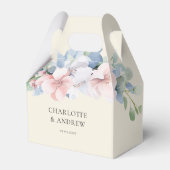 Elegant Blauw Roze Bloemen Bruiloft Bedankdoosjes (Voorkant Zijde)