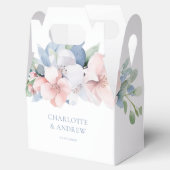 Elegant Blauw Roze Bloemen Bruiloft Bedankdoosjes (Geopend)