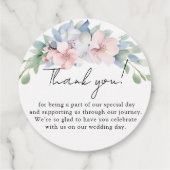 Elegant Blauw Roze Bloemen Bruiloft Bedankjes Labels (Achterkant)