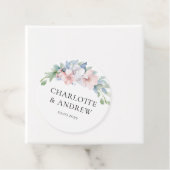 Elegant Blauw Roze Bloemen Bruiloft Bedankjes Labels (In situ)