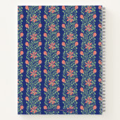Elegant Blauw Roze Bloemen  gestreept Notitieboek (Achterkant)