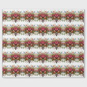 Elegant Blauw Roze Bloemig Inpakpapier (Vlak)