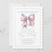 Elegant Blauw Roze Bow Geslacht Onthullen Kaart (Voorkant)