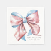 Elegant Blauw Roze Bow Geslacht Onthullen Servet (Voorkant)