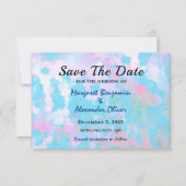 Elegant Blauw Roze Cirkels Waterverf Bruiloft Save The Date (Voorkant)