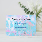 Elegant Blauw Roze Cirkels Waterverf Bruiloft Save The Date (Staand voorkant)