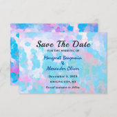 Elegant Blauw Roze Cirkels Waterverf Bruiloft Save The Date (Voorkant / Achterkant)