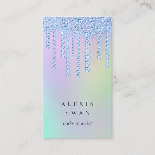 Elegant blauw roze en mijndiamanten make-up kunste visitekaartje (Voorkant)