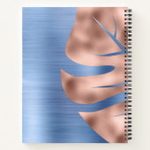 Elegant blauw roze monogram notitieboek (Achterkant)