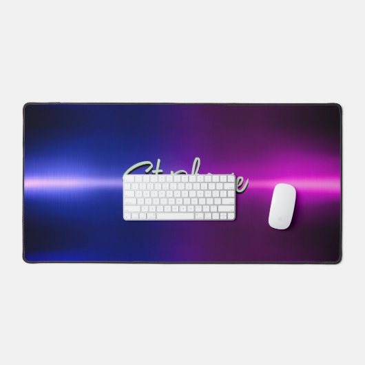 Elegant blauw roze ombré monogram bureaumat (Keyboard & Muis)