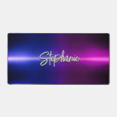 Elegant blauw roze ombré monogram bureaumat (Voorkant)