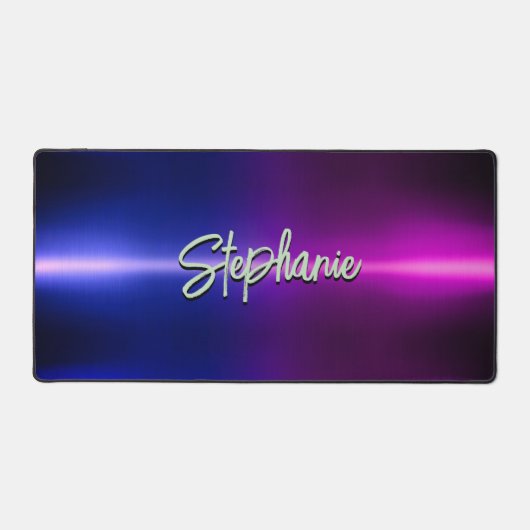 Elegant blauw roze ombré monogram bureaumat (Voorkant)