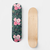 Elegant blauw roze roze waterverf schilderen persoonlijk skateboard (Voorkant)