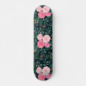 Elegant blauw roze roze waterverf schilderen persoonlijk skateboard (Voorkant)